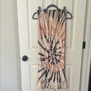 Free People Black and Tan Tie-Dye Top